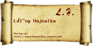 Láng Hajnalka névjegykártya